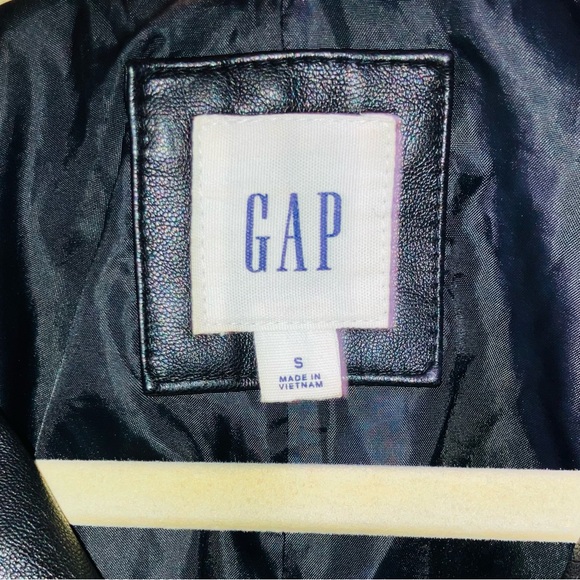 GAP Vegan Faux Leather Bikercore Full Zip Moto Jacket Women’s True Black Small - Picture 10 of 14